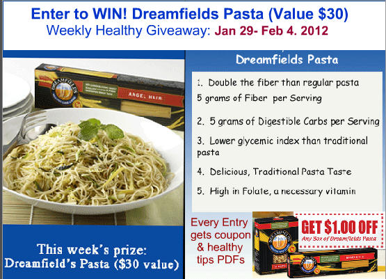 fiber goal and enter to win giveaway for pasta